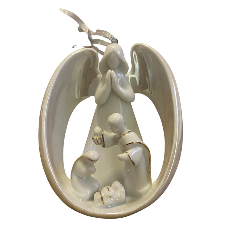 Appletree Design Porcelain Ornament Angel and Holy Family Jesus Joseph Mary 4”